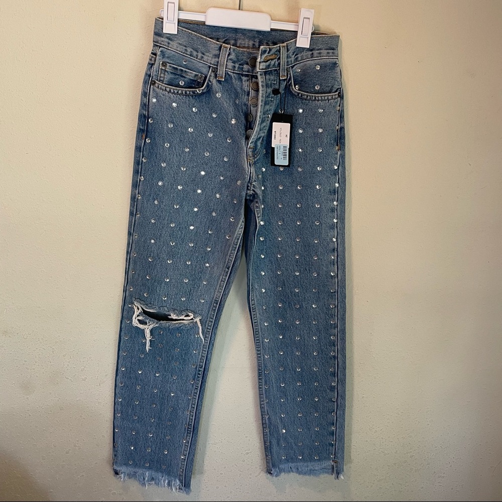Carmar crystal studded jeans size 24, new with tags